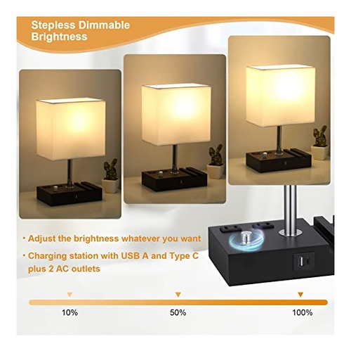 Lámparas De Mesa De Noche Para Dormitorio Con Puertos Usb