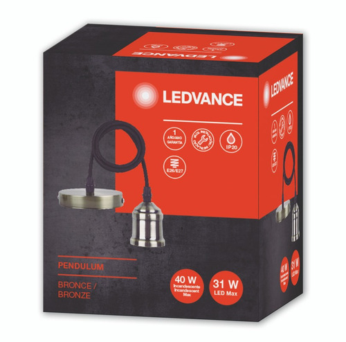 Imagen 3 de 8 de Colgante Pendulum Bronce + Led Osram Vintage Edison Dim 7.5w