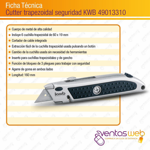 Cutter Trincheta Retráctil Metalica Calidad Kwb Germany