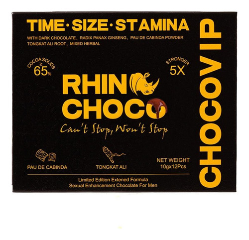 Rhino Choco Power Para Hombre 12 Chocolates Oferta Limitada!
