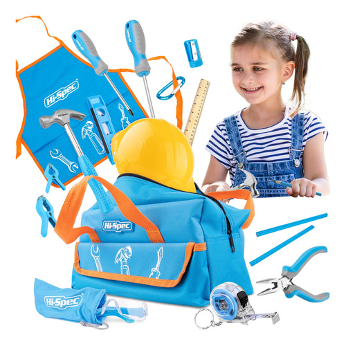 Hi-spec Juego Herramienta Azul Para Niño 18 Pieza Bolsa Real