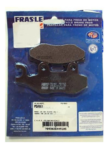 Pastilla De Freno Fras-le Pd/861 Yamaha Ys 250 Fazer 06/10