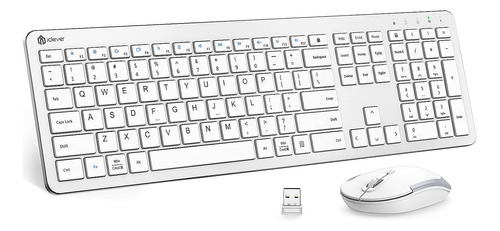 Combo Teclado Y Mouse Inalambricos Diseno Ergonomico Blanco