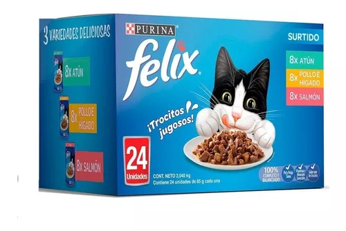 Mecánicamente plato dramático Alimento Felix Trocitos Jugosos Para Gato Adulto En Sobre De 85g