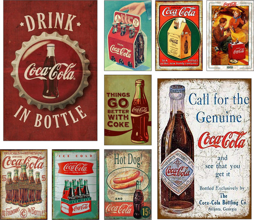 Carteles Vintage De Aluminio Coca Coke Refresco De Cola 