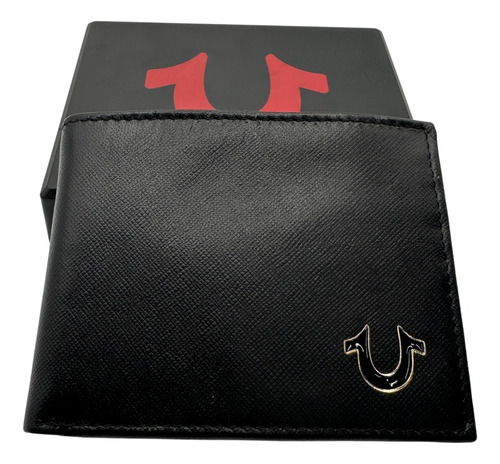 Cartera True Religion Original Nueva Hombre Billetera Genuin Negro Liso