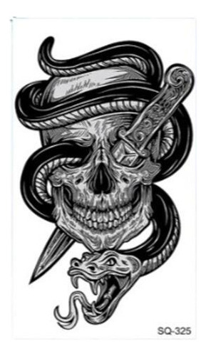 Tatuagem Temporária Serpete E Caveira Dark Estilo