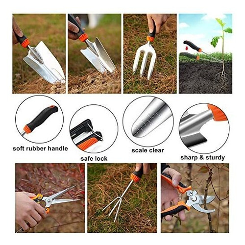 Juego De Herramientas De Jardín, 10 Pcs Acero Inoxidable,