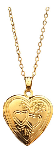 Collar Relicario Corazón 2 Fotos Chapa De Oro Premium