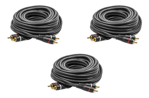 Kit 3 Cabos Rca Áudio Som Automotivo Flexivel 5 Metros