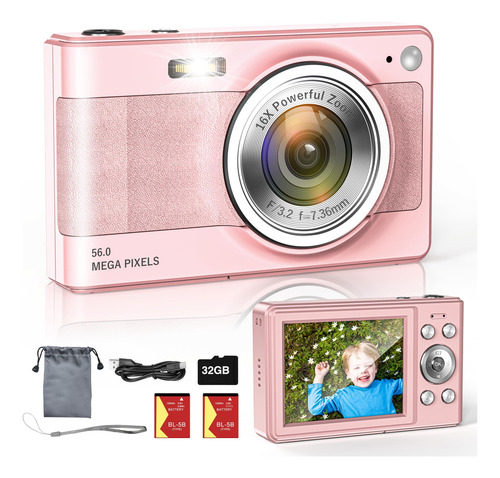 Cámara Digital Fhd 1080p 56 Mp Para Niños Con Zoom 16x