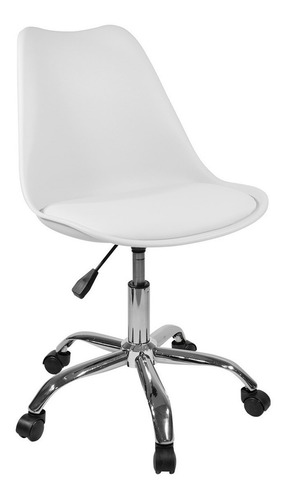 Imagen 1 de 1 de Silla de escritorio Para Tu Casa Tulip con ruedas DC-1588 blanca con tapizado de cuero sintético