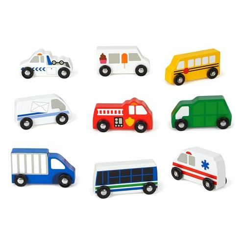 Melissa Doug Wooden Town Vehicles Set Bandeja De Madera...