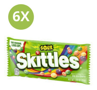 Skittles Sour 62 Grs - Pack 6 Unidades