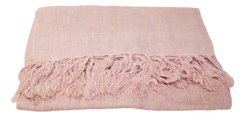 Manta Para Sofá Gigante 180x240 Sofisticada E 100% Algodão Cor Rosa Desenho Liso