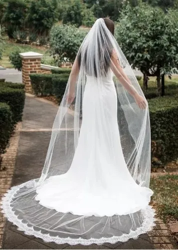 Velos de novia largos con encaje deals