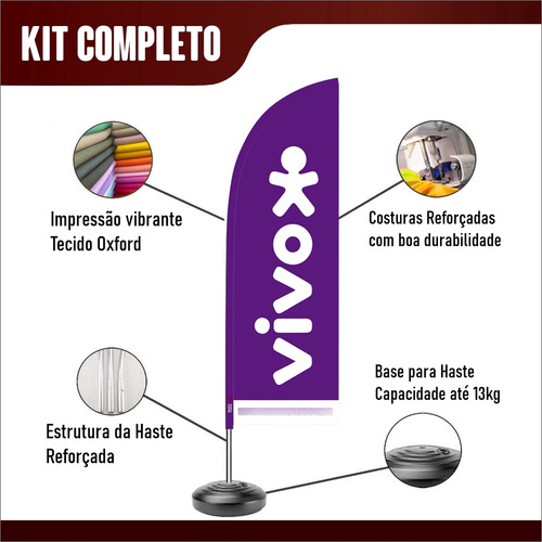 Wind Banner Para Loja Vivo Bandeira Com 2 M Kit Completo