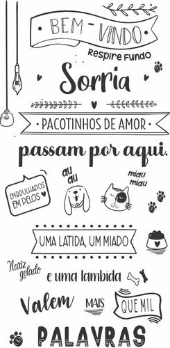 Adesivo Parede Frase Pet Shop Bem Vindo Cachorro Gato P22