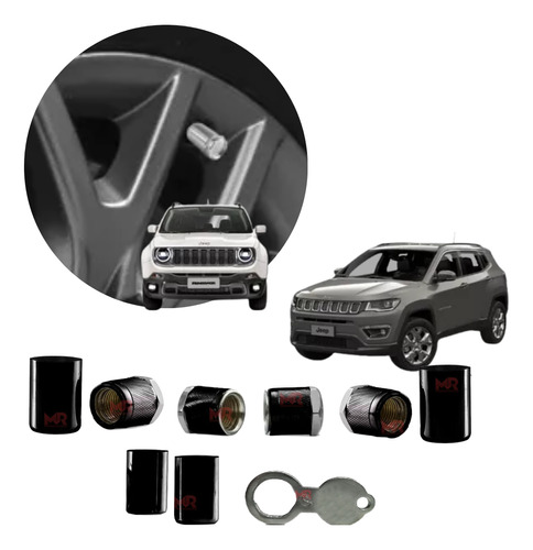 Kit Tampa Bico Valvula Antifurto Pneu Jeep Renegade Compass