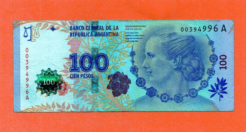 Billete De 100 Pesos Eva, Bottero C001  Año 2012 , Mira !!!