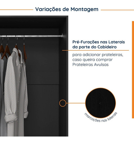 Guarda Roupa Modulado De Canto Com Espelho 6 Portas 3 Wt