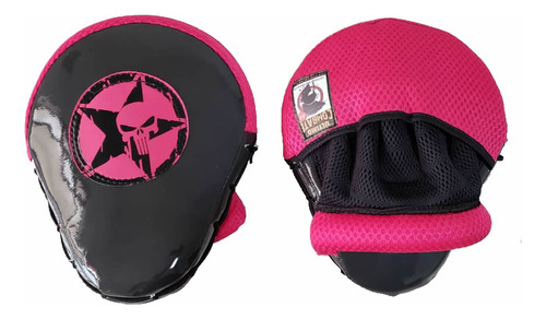 Luvas Manoplas Foco Aparador De Soco Boxe Thai - Rosa - Par