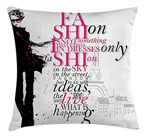 Ambesonne Eiffel Tower Throw Pillow Cushion Cover, Mujer En 