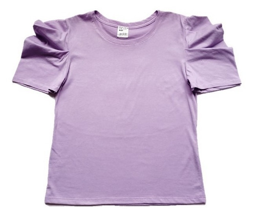 Imagen 1 de 4 de Camiseta Blusa Mujer Manga Ancha Bombacha Lila Cuello Redond