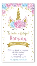 Comprar Tarjeta Invitación Cumpleaños Digital Unicornio 2 Formatos