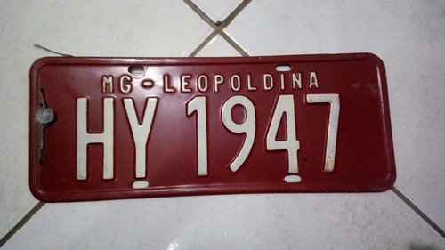 Placa De Veículo Antigo Traseira Hy-1947 Leopoldina/mg