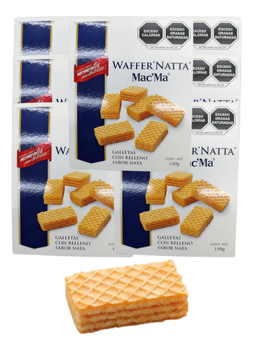 Galleta Waffer Natta 7 Caja De 150g C/u Relleno Nata Mac Ma