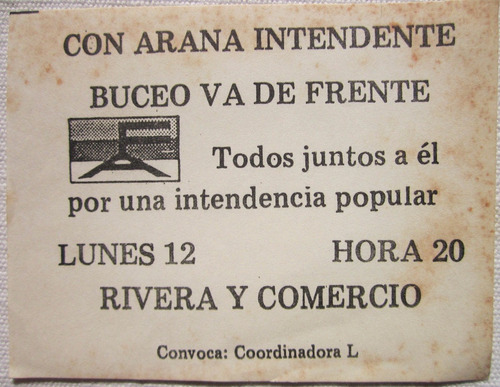 Antiguo Folleto Politico Arana Intendente Frente Amplio