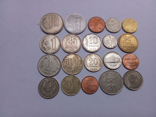 20 Moedas Antigas Estrangeiras Mbc (Usado)