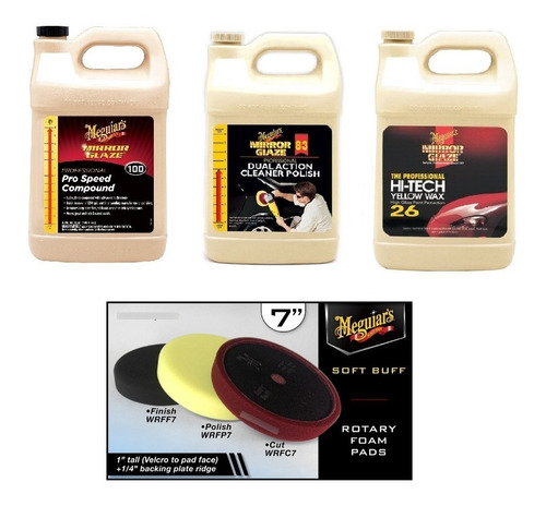 Kit Detallado Meguiars Pulimento Abrillantador Cera Esponjas