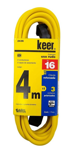 Keer (2436) Extension Uso Rudo 4 M 7 Amps.2 Cond.