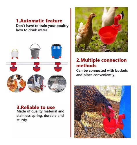 10 Unidades De Copo De Rega De Frango, Bebedouro Automático