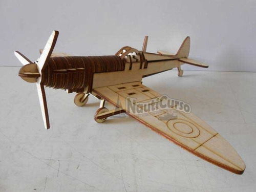 2x Avião Spitfire P-301 P/montar  Mdf Brinquedo Corte Laser