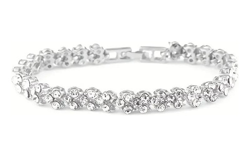 Pulsera De Cristal Para Mujer Chapada Plata 