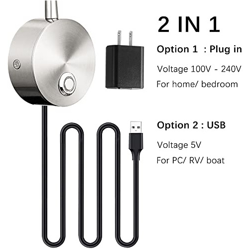 Luces De Lectura Led, Lámpara De Pared Con Cuello De Cisne F