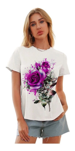 Playera Mujer Moda Verano/ Blusa Mujer Estampado Bonito Flor