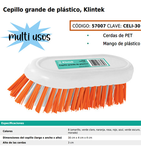 2 Cepillos De Plastico Multiusos Cerdas Manual P Lavar