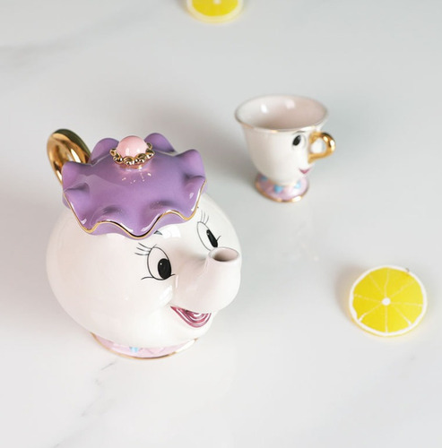 Juego De Tazas De Cerámica Con Tetera De La Bella Y La