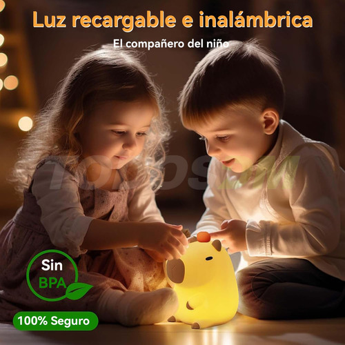 Todosdm Lámpara De Capibara De Silicona 7 Colores Control Táctil Luz Led Recargable Original