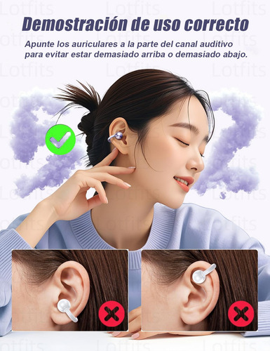 Lotfits Tws M91 Audífonos Bluetooth 5.4 Inalámbrico Impermeable Ipx6 Color Violeta
