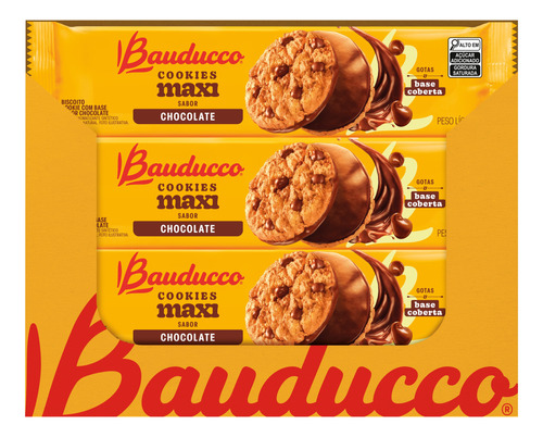 Cookies Maxi Chocolate Bauducco 96g - Caixa Com 42 Unidades