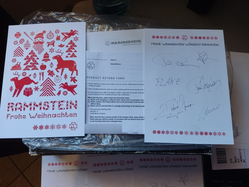 Postal Rammstein Navidad 2014 Autografiada