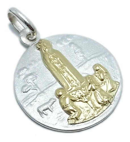 Medalla Virgen De Fátima - Plata 925 Y Oro 18k - 20mm