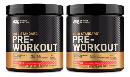 On Optimum Nutrition Kit X2 Pre Workout Pre Entreno 300g Sabor Frutal - Fruit Punch