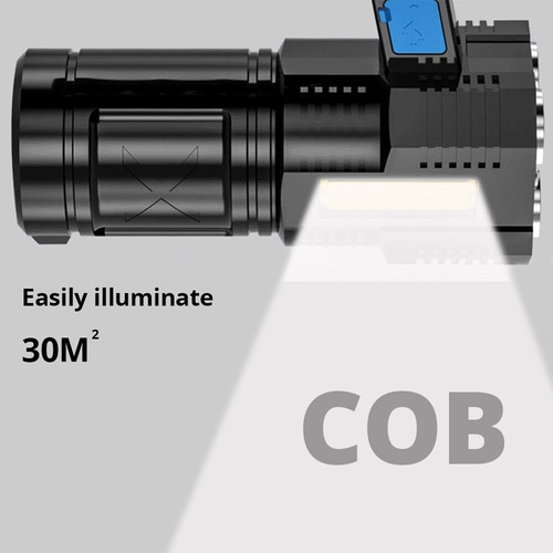 Linterna Led De Alta Potencia Recargable 4 Modos Luz Lateral