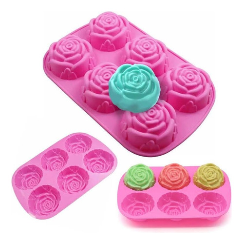 Molde De Hielo Silicona Flores Rosas Jabones Cupcakes Queque